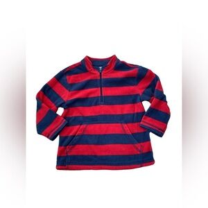 Hanna Andersson Size 100, 4, Red and Blue Striped Fleece Quarter Zip Pullover